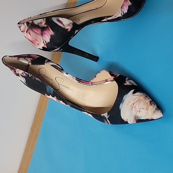 Jessica Simpson Womens Slip On Stiletto Pumps Heels Floral Leather Size 10 - Picture 3 of 13